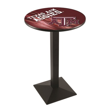 Holland Bar Stool Co 36" Blk Wrinkle Texas A&M Pub Table, 36" dia. Top L217B3636TexA-M-D2